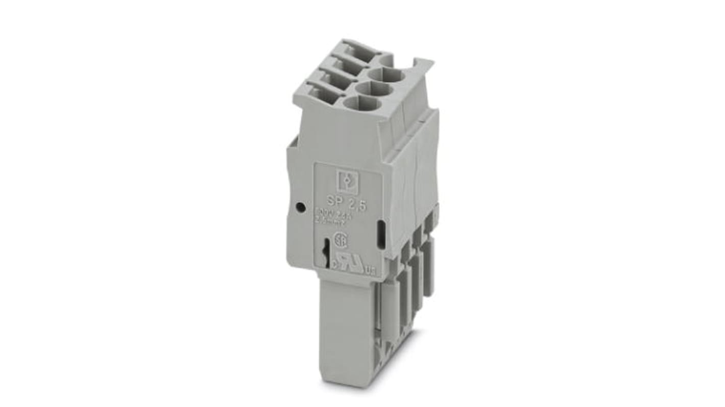 Phoenix Contact 20.8mm Pitch 4 Way Pluggable Terminal Block, Plug, Spring Clamp Termination