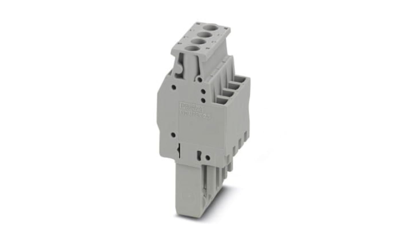 Phoenix Contact 4 Way Pluggable Terminal Block, Plug, Screw Down Termination