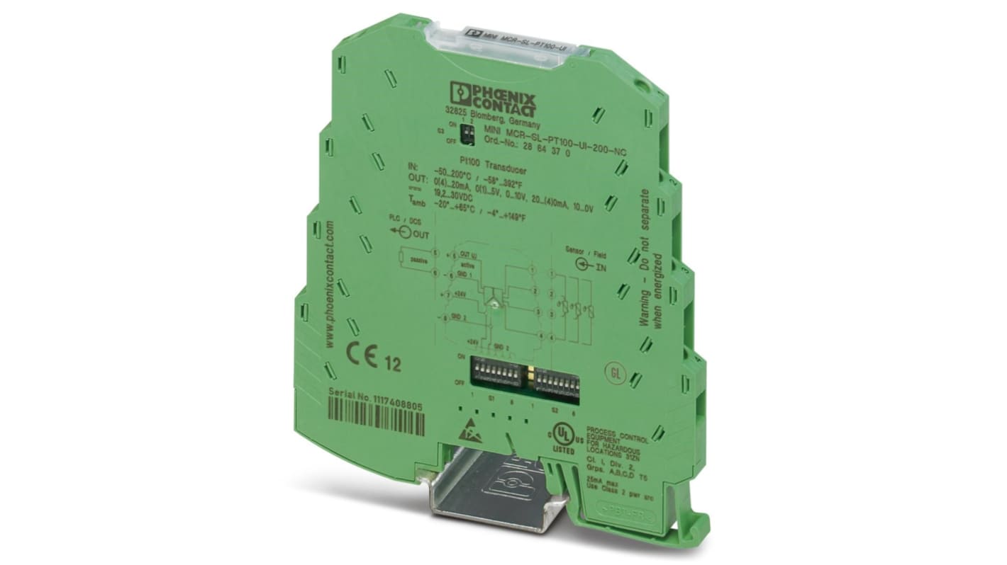 Phoenix Contact 3RS7005 Series Signal Conditioner, RTD Input, Current, Voltage Output, 24V dc Supply