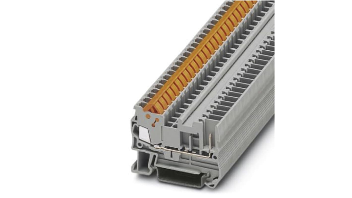 Phoenix Contact QTC 1.5/ 1P Series Grey DIN Rail Terminal Block, 1.5mm², Single-Level, Plug In Termination