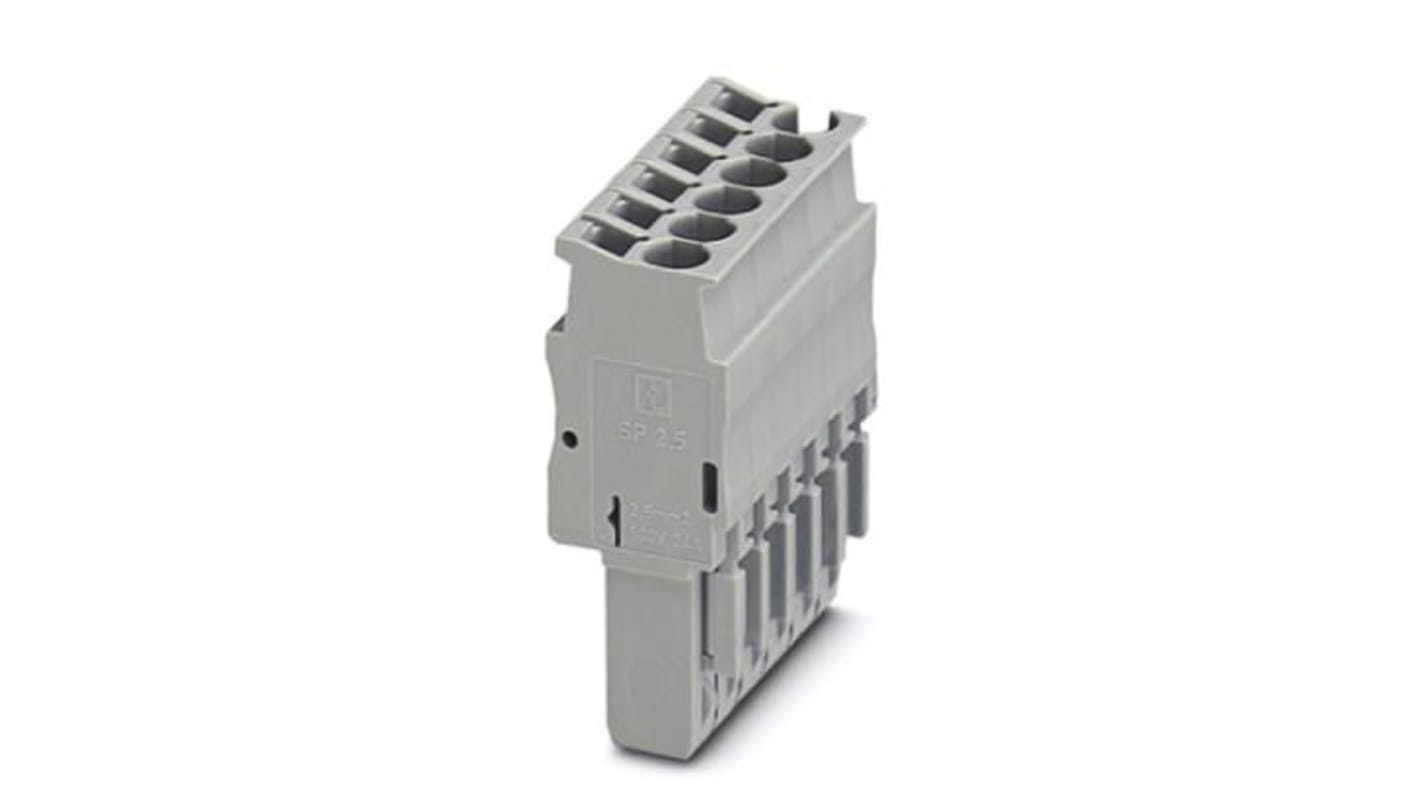 Phoenix Contact 6 Way Pluggable Terminal Block, Plug, Spring Clamp Termination