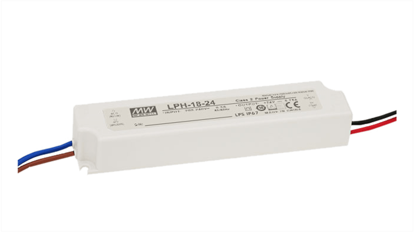 Driver LED tensión constante MEAN WELL de salidas, IN: 180 → 264 V ac, 254 → 370 V dc, OUT: 36V, 0