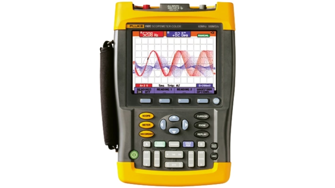 Fluke 192C 190C Series Handheld Digital Oscilloscope, 2 Analogue Channels, 60MHz