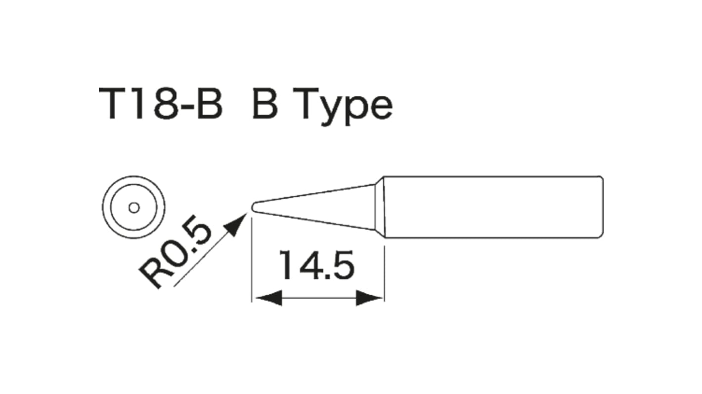 R0.5 mm Straight Conical Soldering Iron Tip for use with Hakko Soldering Irons