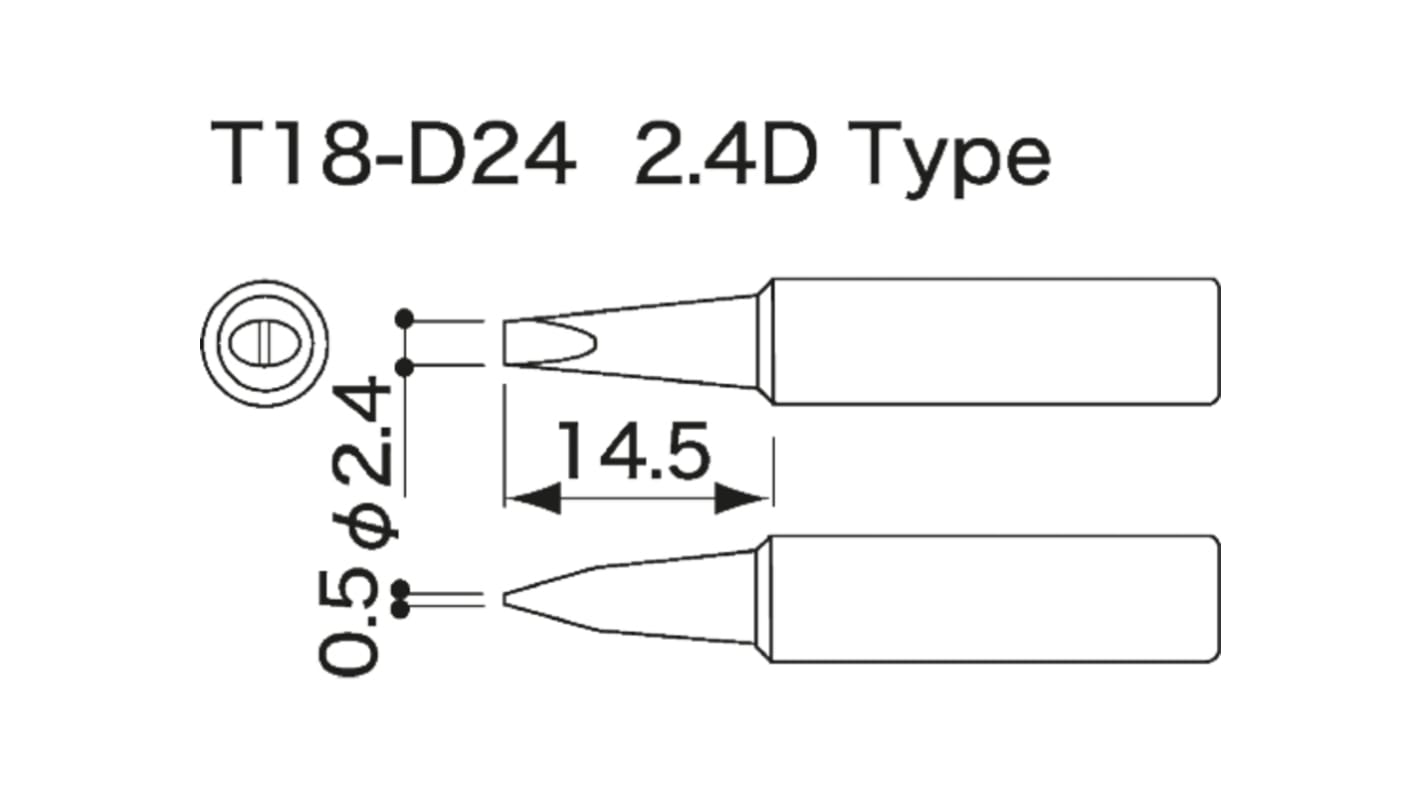 2.4 mm Straight Chisel Soldering Iron Tip for use with Hakko Soldering Irons