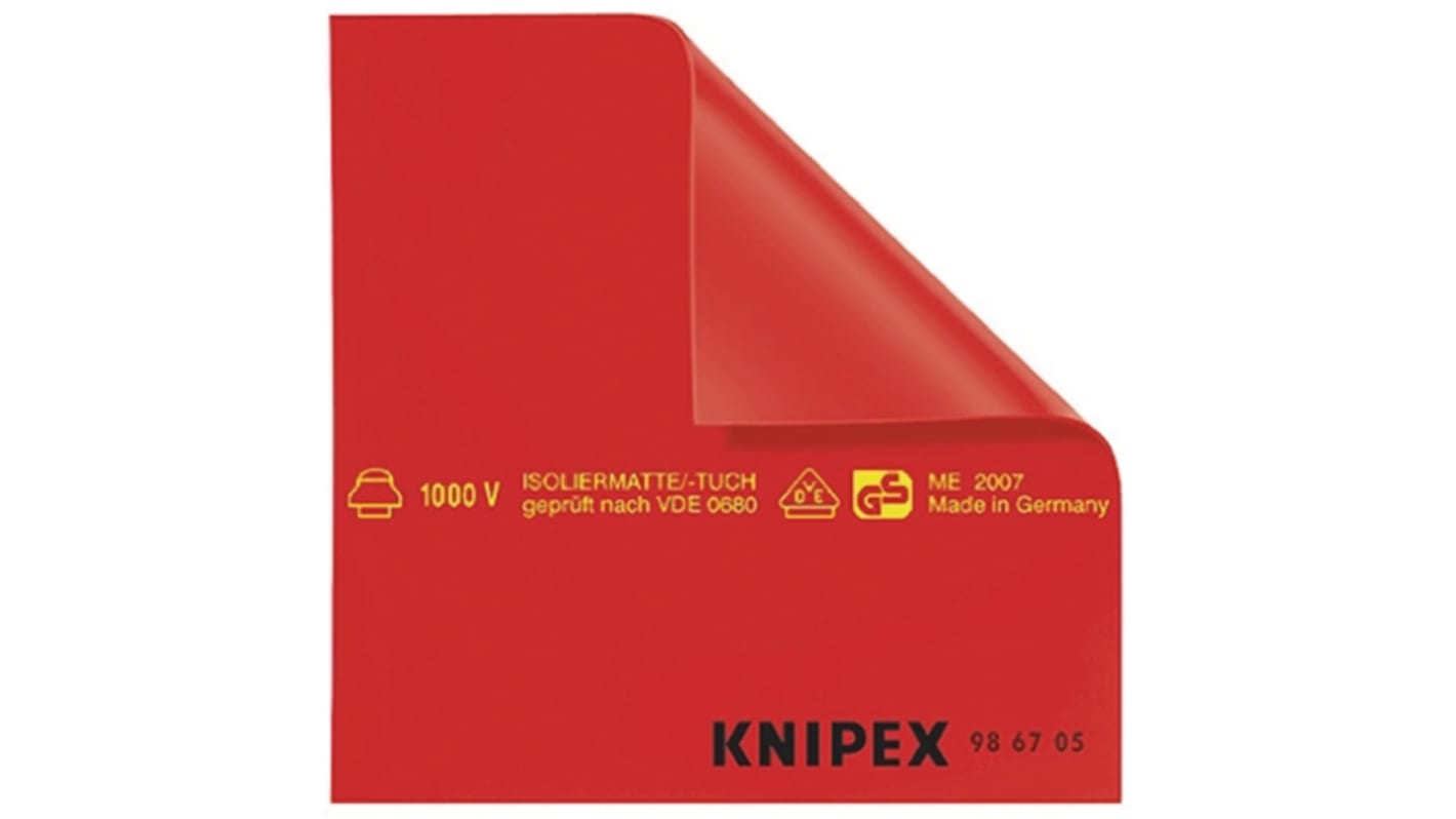 Alfombra aislante Knipex de Caucho Rojo, 1m x 1m x 1mm