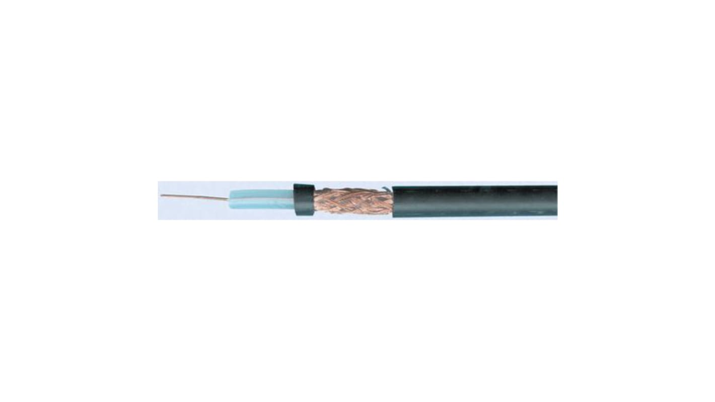 Cable coaxial RG59B/U RS PRO, 75 Ω, long. 100m, funda de Baja emisión de humos (LSF) Negro