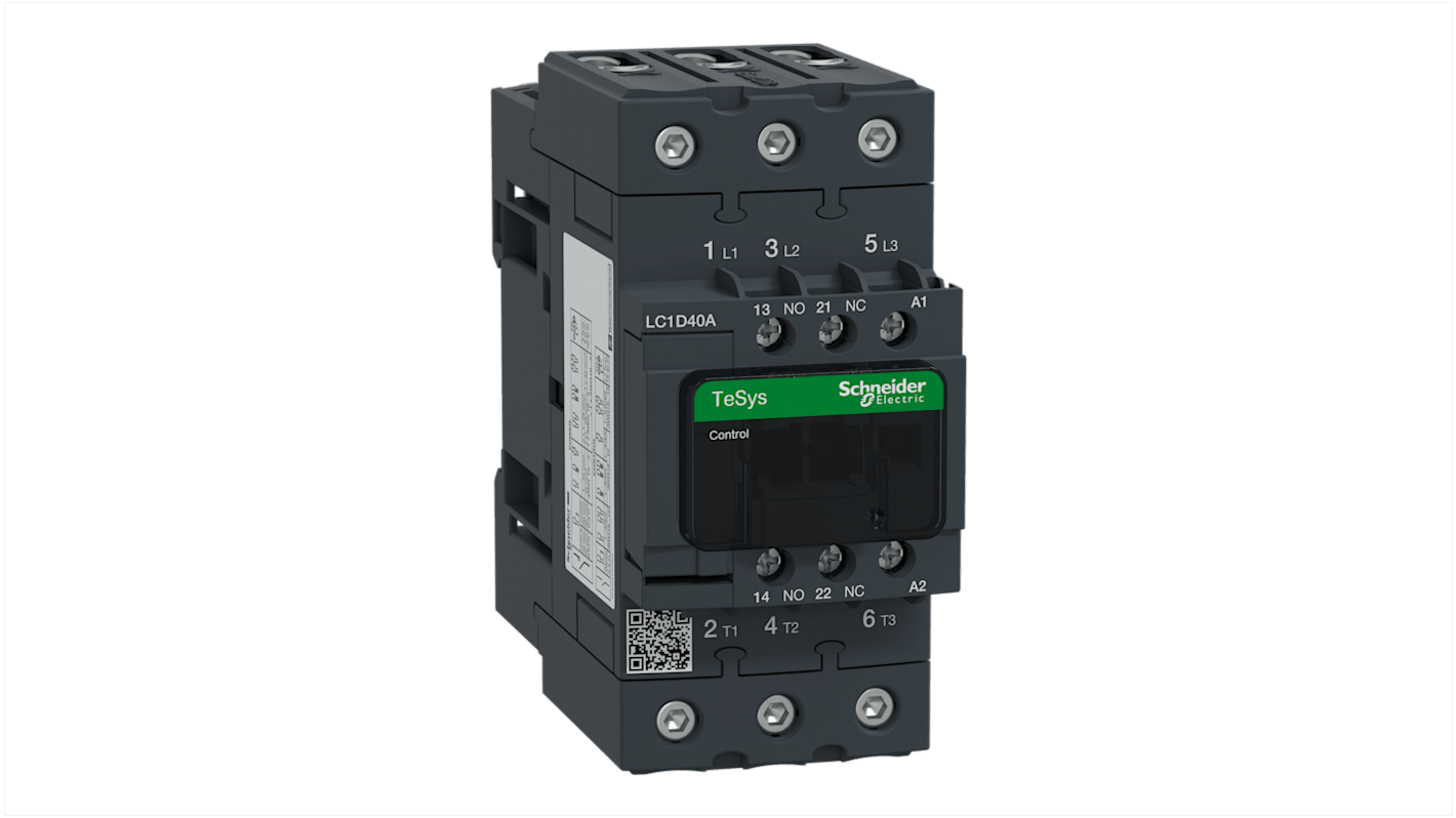 Schneider Electric LC1D Series Contactor, 400 V ac Coil, 3-Pole, 40 A, 18.5 kW, 3NO, 690 V ac