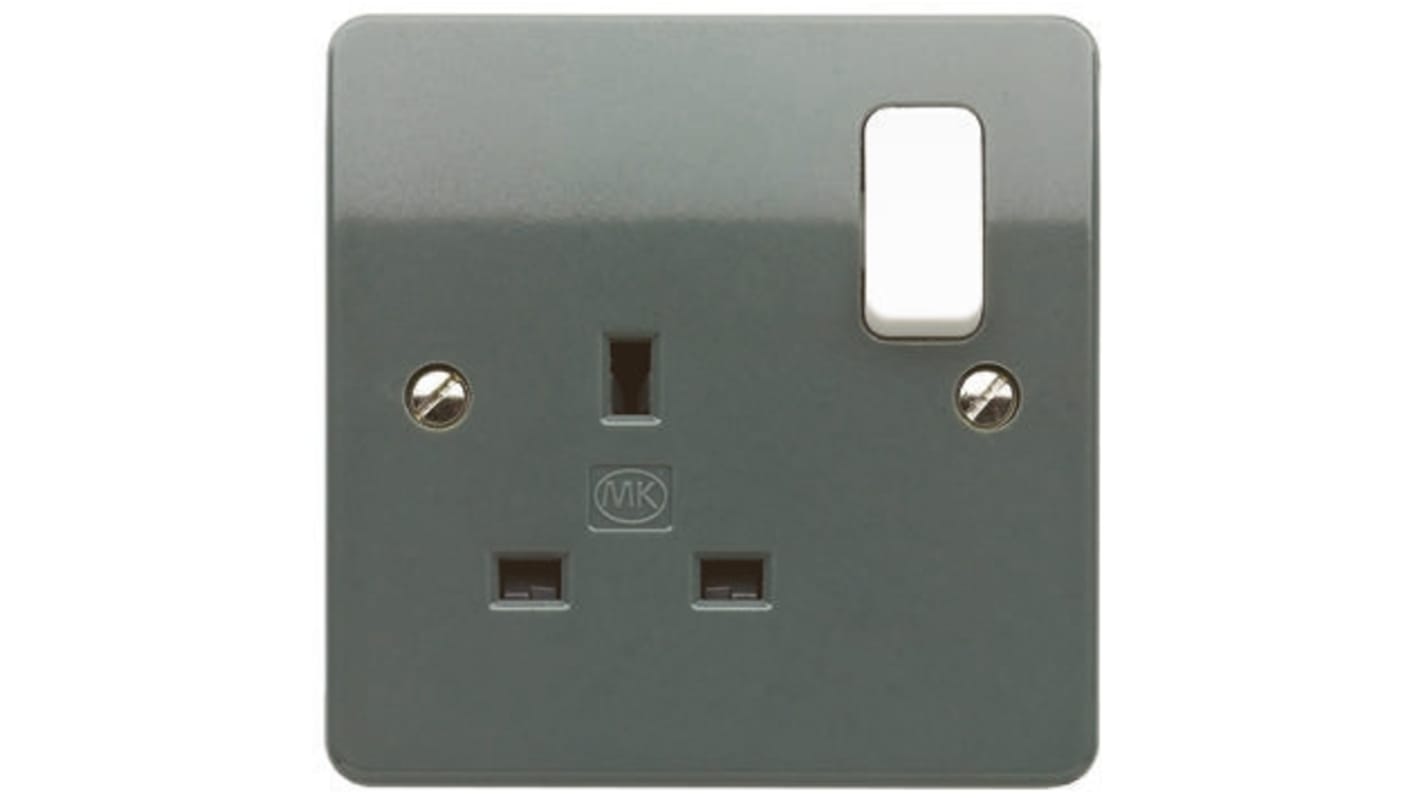 K2757 GRA MK Electric Grey 1 Gang Plug Socket, 13A, Type G British