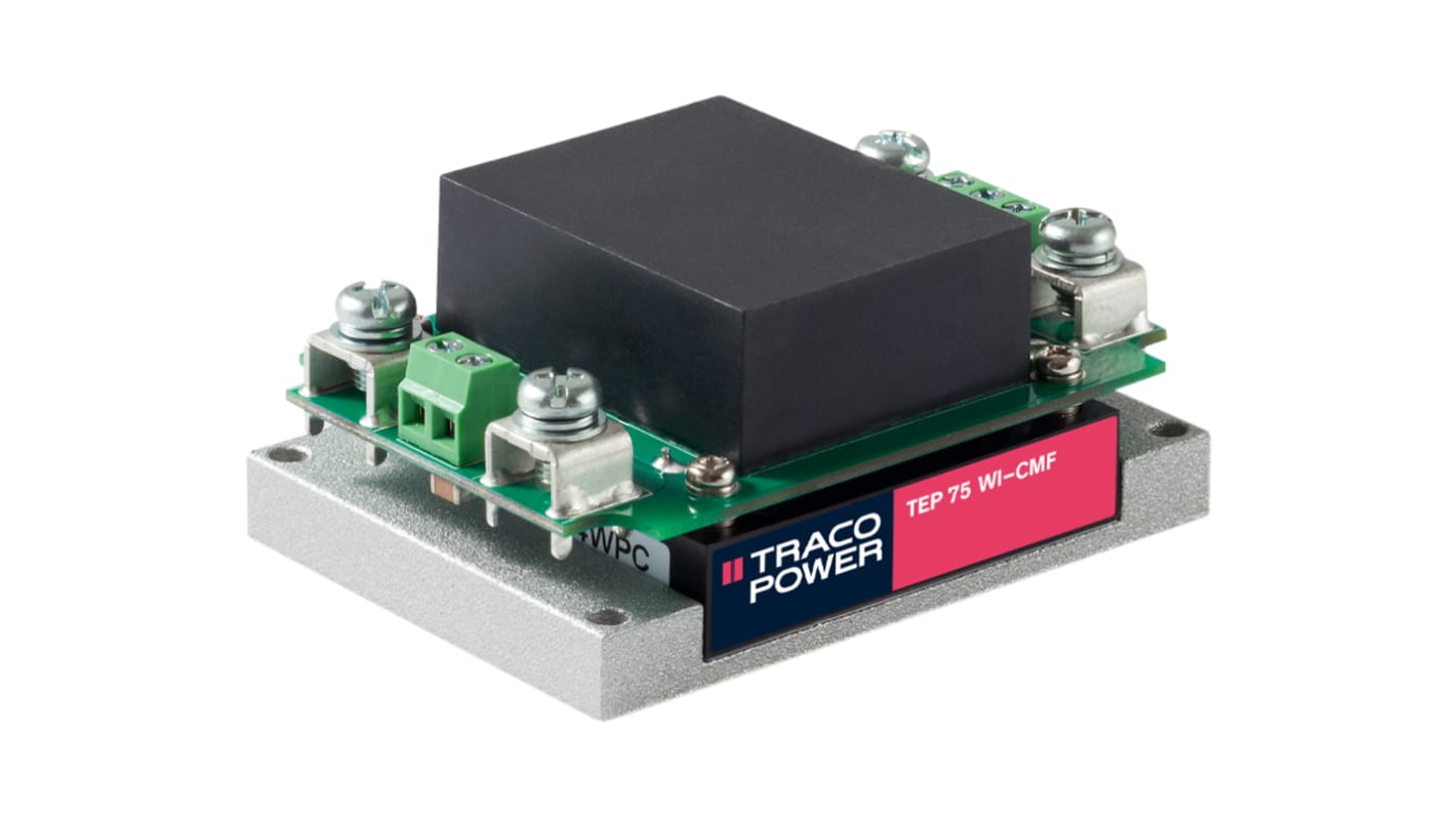 TRACOPOWER TEP 75WI DC-DC Converter, 15V dc/ 5A Output, 9 → 36 V dc Input, 75W, Chassis Mount, +75°C Max Temp