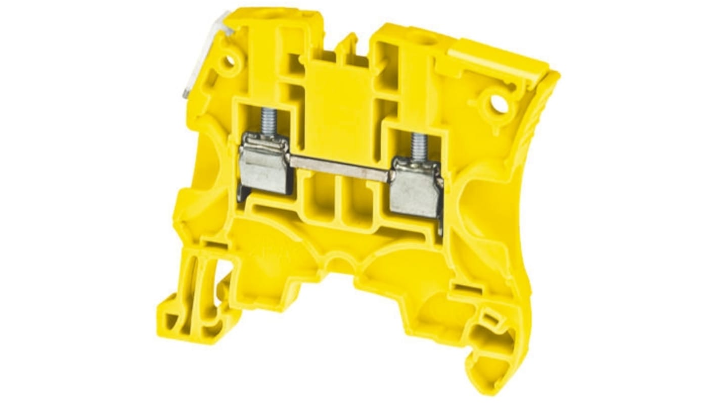 Entrelec ZS4 Series Yellow Feed Through Terminal Block, 4mm², Single-Level, Screw Termination, ATEX