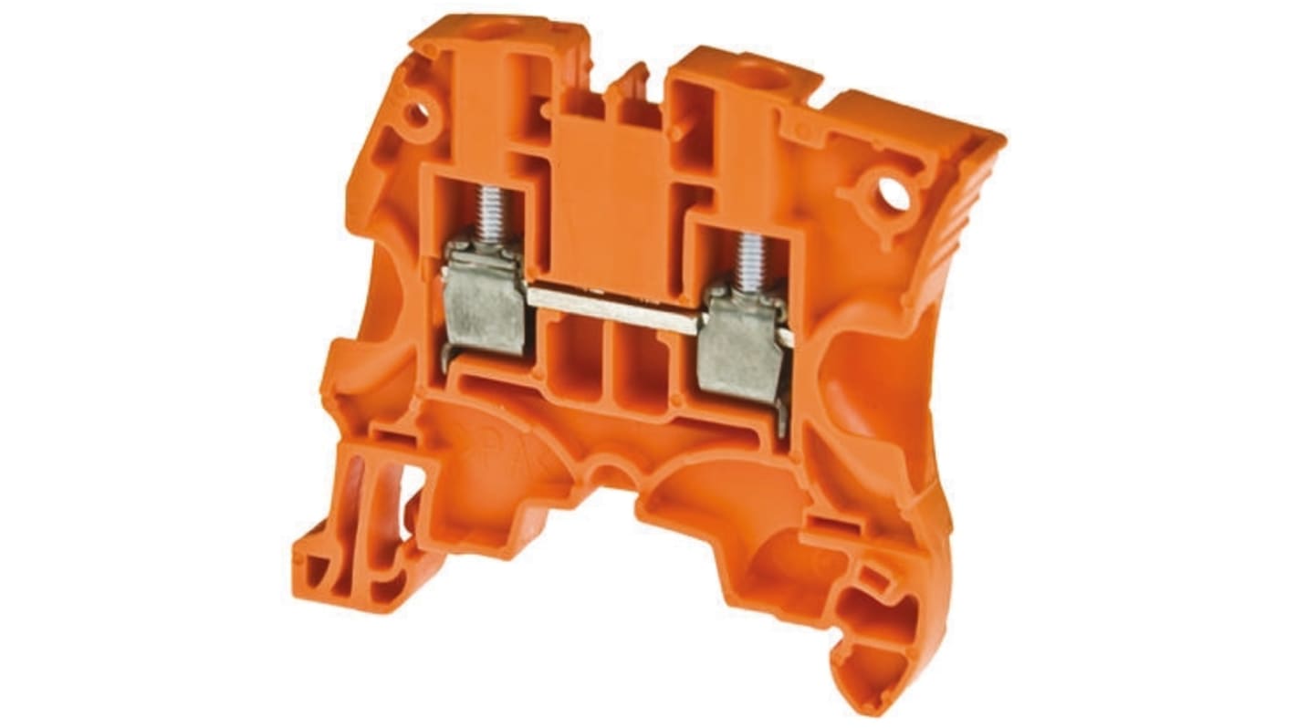 Entrelec ZS4 Series Orange Feed Through Terminal Block, 4mm², Single-Level, Screw Termination, ATEX