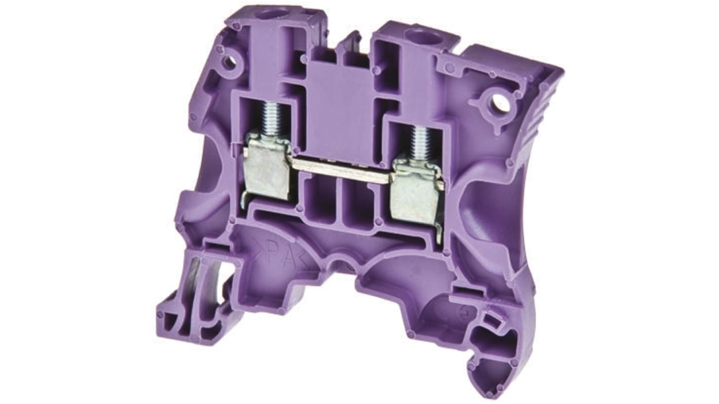 Entrelec ZS4 Series Purple Feed Through Terminal Block, 4mm², Single-Level, Screw Termination, ATEX