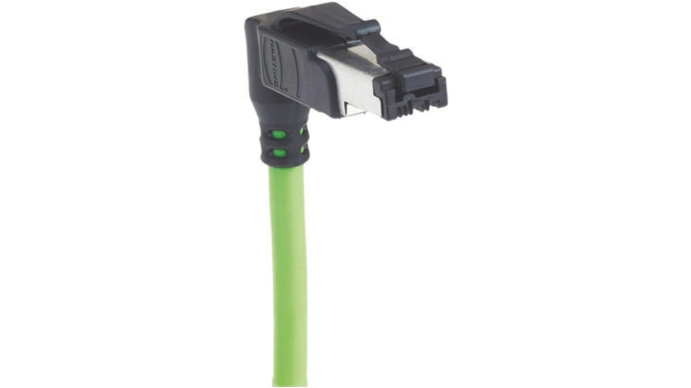 Câble Ethernet catégorie 5 U/FTP HARTING, Vert, 1.5m PVC Avec connecteur coudé