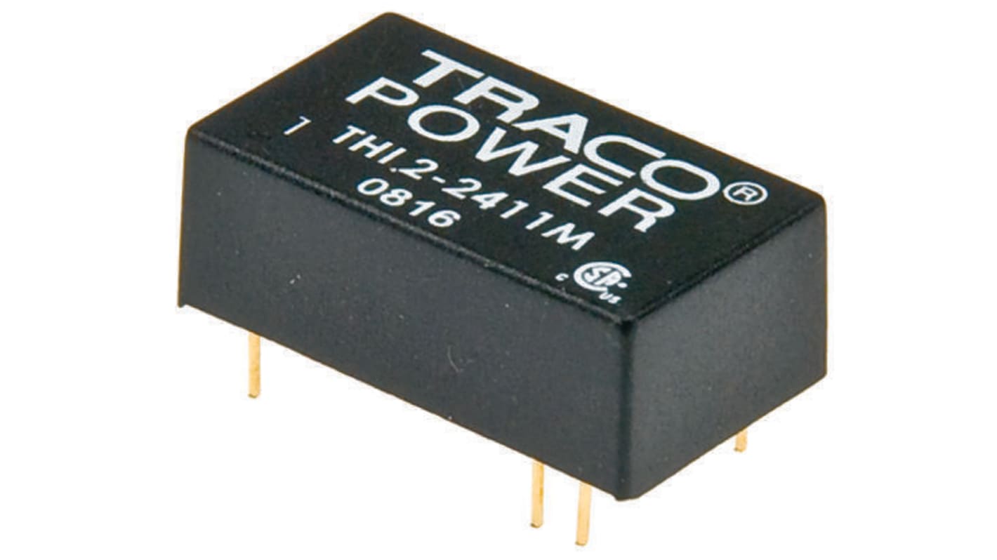 TRACOPOWER THI 2M DC-DC Converter, ±12V dc/ ±83mA Output, 10.8 → 13.2 V dc Input, 2W, Through Hole, +71°C Max