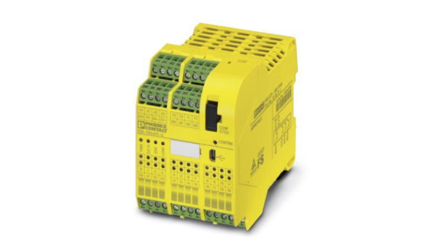 Phoenix Contact PSR-TRISAFE PSR-SCP- 24DC/TS/S Series Safety Controller, 20 Safety Inputs, 6 Safety Outputs, 24 V dc