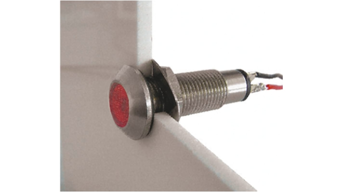 Marl Red Panel Mount Indicator, 110V ac, 8.1mm Mounting Hole Size, Solder Tab Termination