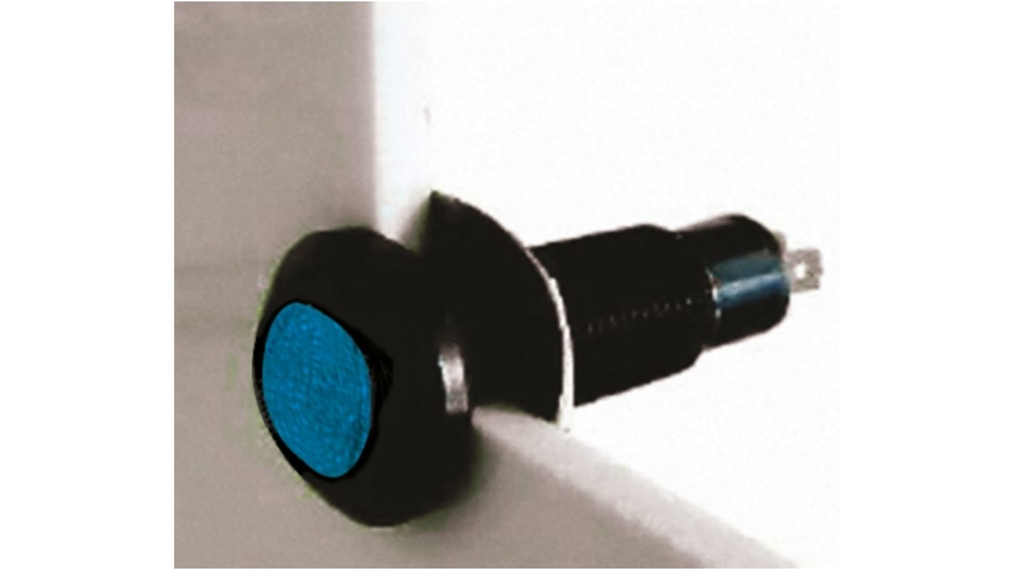 Marl Blue Panel Mount Indicator, 12 → 28V, 8.1mm Mounting Hole Size, Solder Tab Termination, IP67