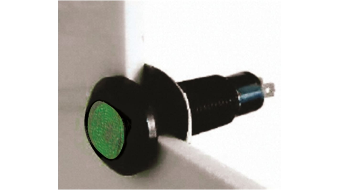 Marl Green Panel Mount Indicator, 110V ac, 8.1mm Mounting Hole Size, Solder Tab Termination, IP67