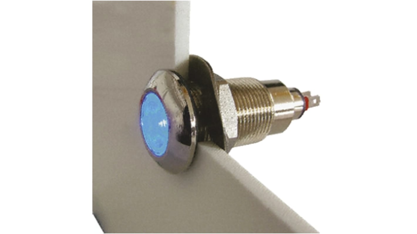 Marl Blue Panel Mount Indicator, 12 → 28V, 12.7mm Mounting Hole Size, Solder Tab Termination, IP67