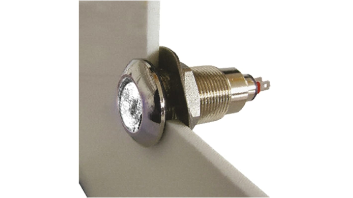 Marl White Panel Mount Indicator, 110V ac, 12.7mm Mounting Hole Size, Solder Tab Termination, IP67