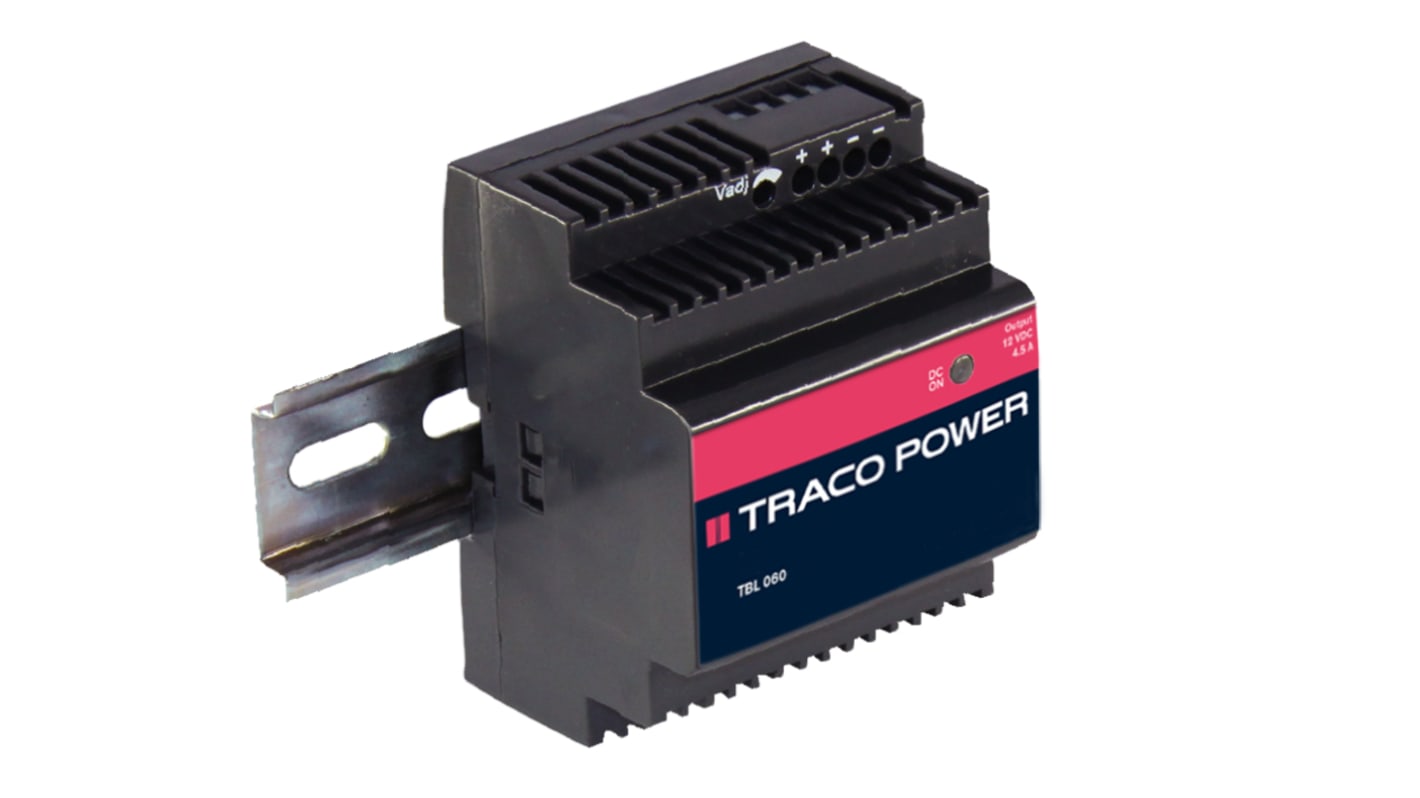 TRACOPOWER TBL Switch-mode DIN-skinnemonteret strømforsyning, 60W 24V dc