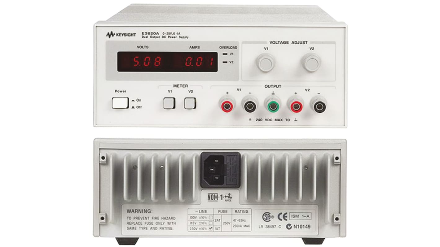 Keysight Technologies E3620A Series Digital Bench Power Supply, 0 → 25V, 1A, 2-Output, 25W