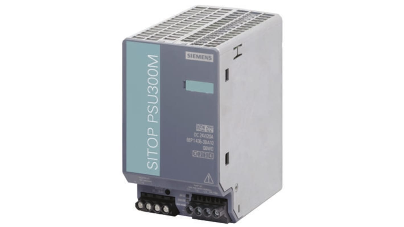 Siemens Switch Mode DIN Rail Panel Mount Power Supply ac Input, 24V dc dc Output, 20A Output, 480W