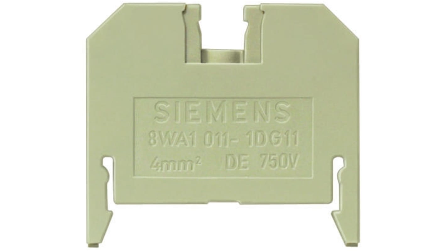 Siemens 8WA Series Brown DIN Rail Terminal Block, 4mm², Single-Level, Screw Termination