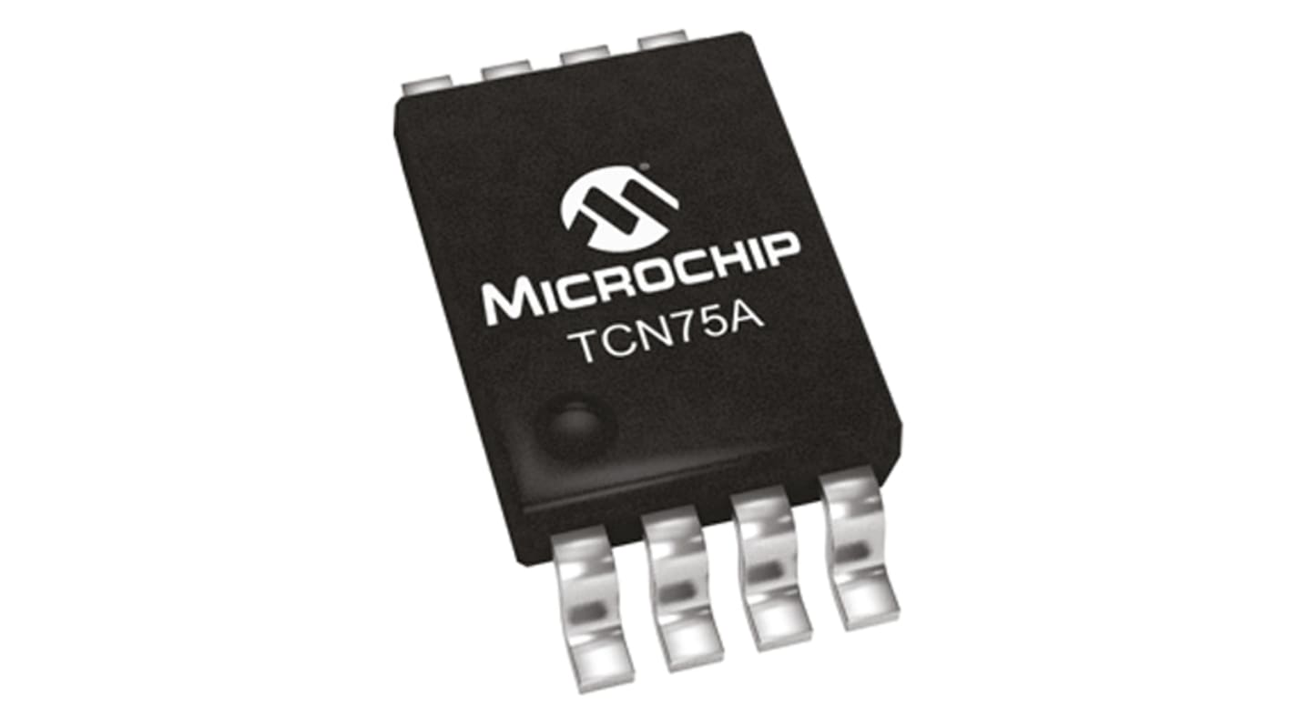 Convertidor de temperatura TCN75AVUA, 12 bits, encapsulado MSOP 8 pines, interfaz Serie-I2C, SMBus