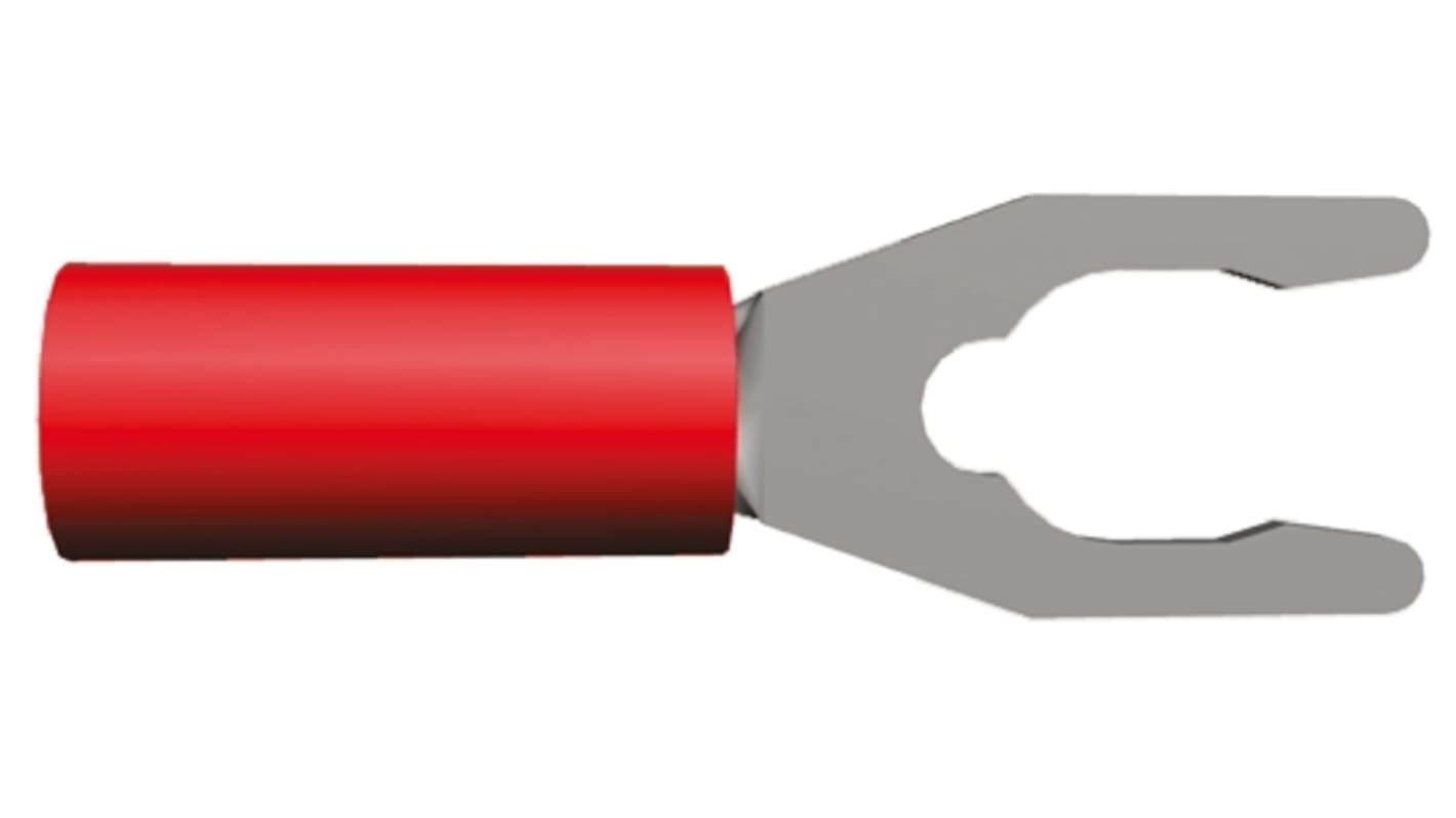 TE Connectivity PLASTI-GRIP Rot Isoliert Gabelkabelschuh B. 7.14mm PVC, min. 0.26mm², max. 1.65mm² 22AWG 16AWG