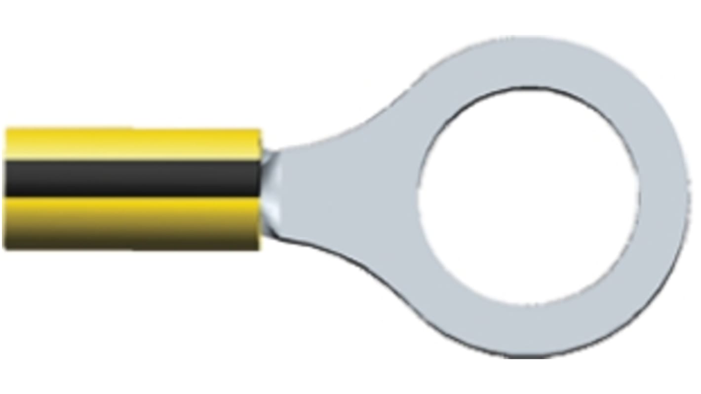 Terminale ad occhiello TE Connectivity Isolato, Ø perno M12, dimens. max filo 2.6mm², 14AWG, Nero, Giallo