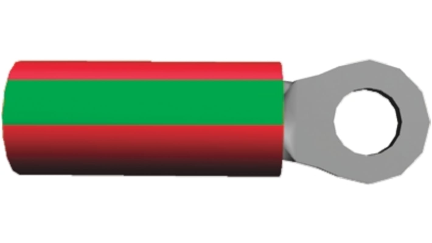 Terminal redondo aislado de Cobre TE Connectivity PIDG, Verde, Rojo, Ø int. M2.5, sección máx. 1.65mm², 16AWG