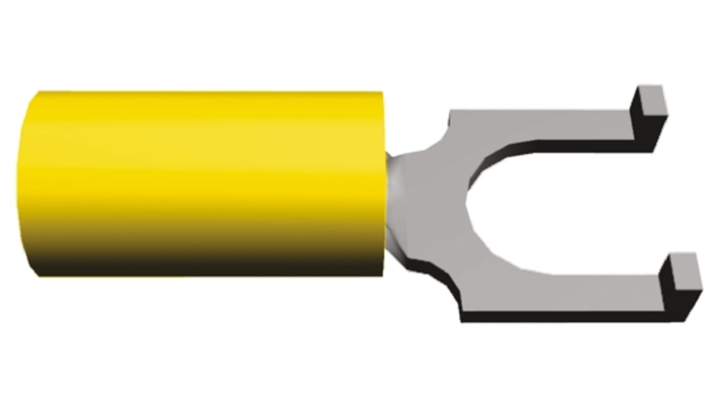 TE Connectivity Insulated Crimp Spade Connector, 3mm² to 6 mm², 12 AWG to 10 AWG, #10 Stud Size Nylon, Yellow