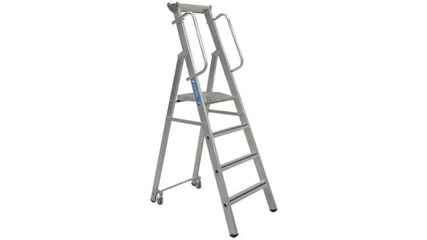 Zarges Aluminium 4 steps Step Ladder, 1.04m platform height, 2.150m open length