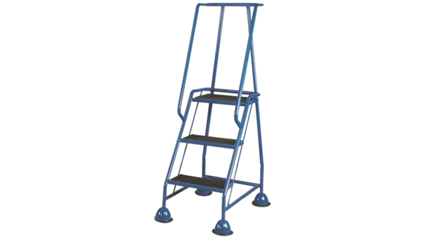 RS PRO 3 Tread Steel Steps 0.77m Platform Height, Blue