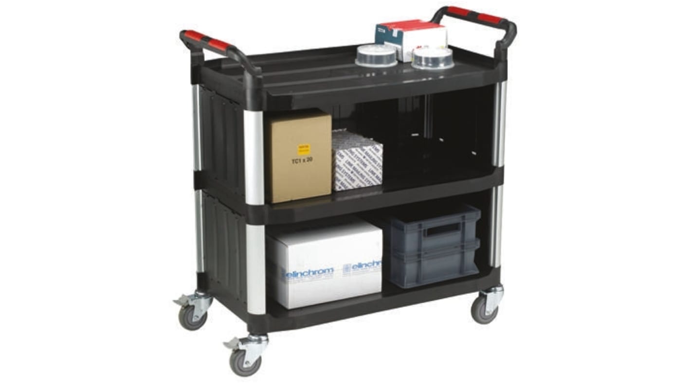 RS PRO 3 Shelf Aluminium Trolley, 866 x 500mm, 200kg Load