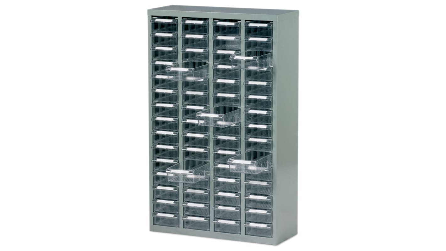 RS PRO Stahl Stahlschrank Grau, 60 Einschübe, 937mm x 586mm x 222mm