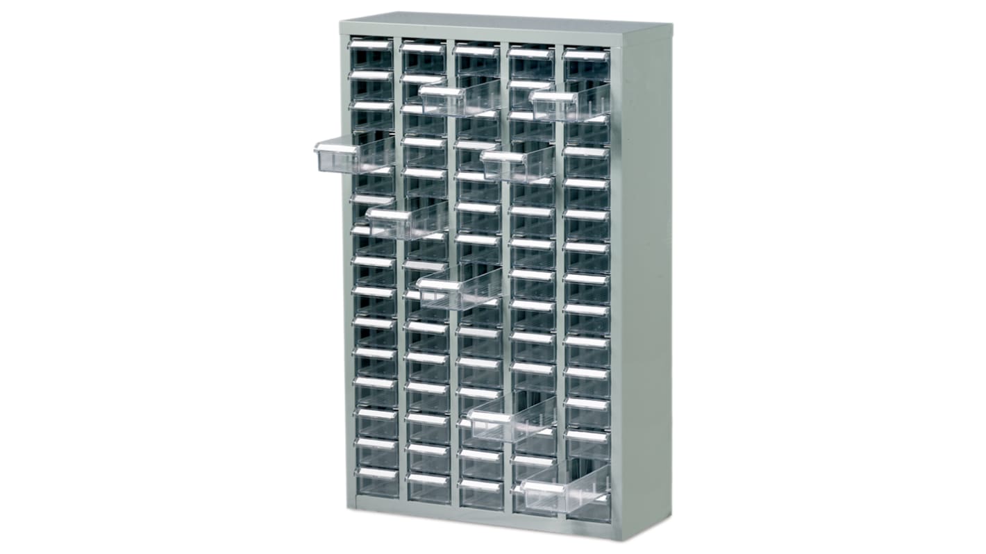 Unité de stockage 75 tiroirs RS PRO en ABS, 937mm x 586mm x 222mm