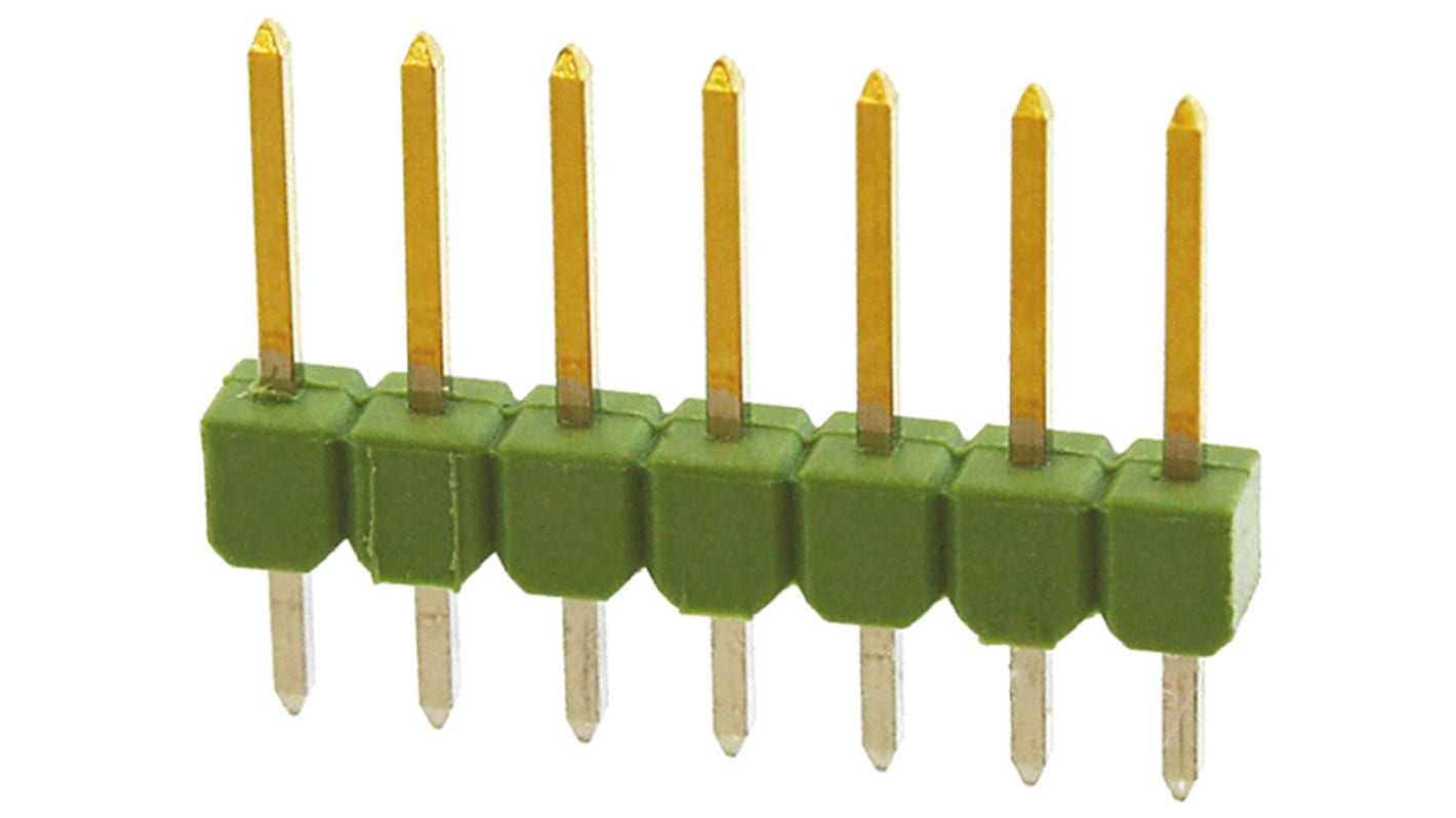 Regleta de pines TE Connectivity serie AMPMODU MOD II de 7 vías, 1 fila, paso 2.54mm, para soldar, Montaje en orificio