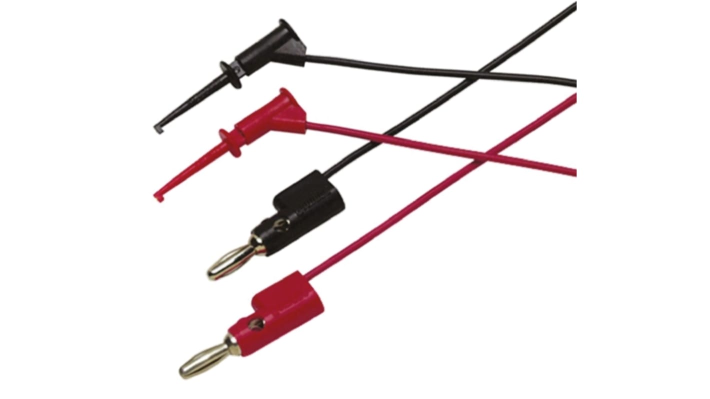 Pinzas de prueba en miniatura, 5A, 30 V ac, 60 V dc, punta 4mm, Rojo/Negro