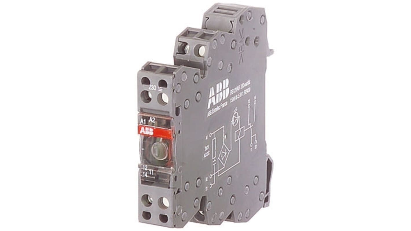 ABB R600 Series Interface Relay, DIN Rail Mount, 110V ac/dc Coil, DPDT, 6A Load