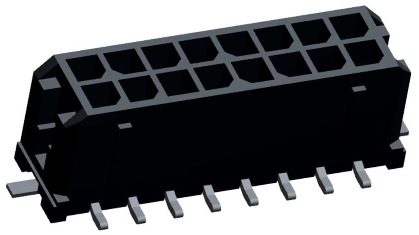 Molex Micro-Fit 3.0 Series Straight Surface Mount PCB Header, 16 Contact(s), 3.0mm Pitch, 2 Row(s), Shrouded