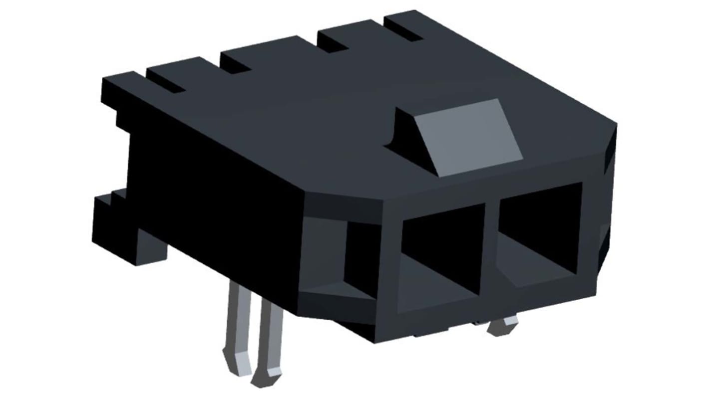 Molex Micro-Fit 3.0 Series Right Angle Surface Mount PCB Header, 2 Contact(s), 3.0mm Pitch, 1 Row(s), Shrouded