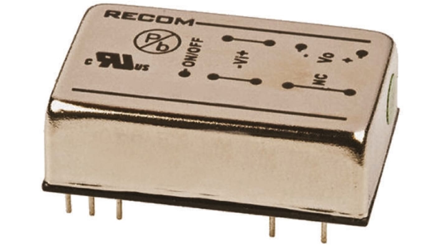 Recom RP08-AW DC-DC Converter, 12V dc/ 666mA Output, 9 → 36 V dc Input, 8W, Through Hole, +78°C Max Temp -40°C