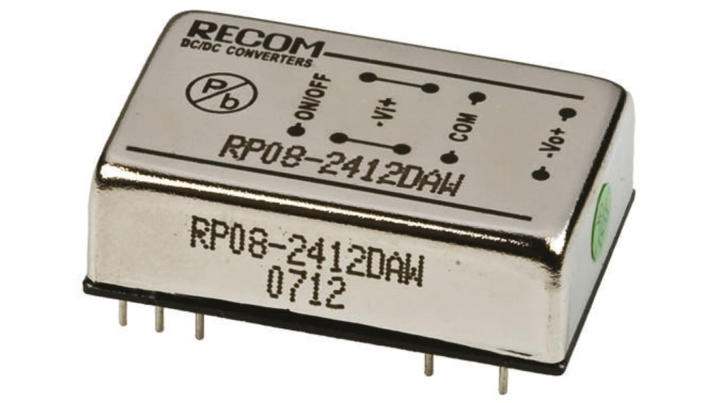 Recom DC-DCコンバータ Vout：±12V dc 9 → 36 V dc, 8W, RP08-2412DAW