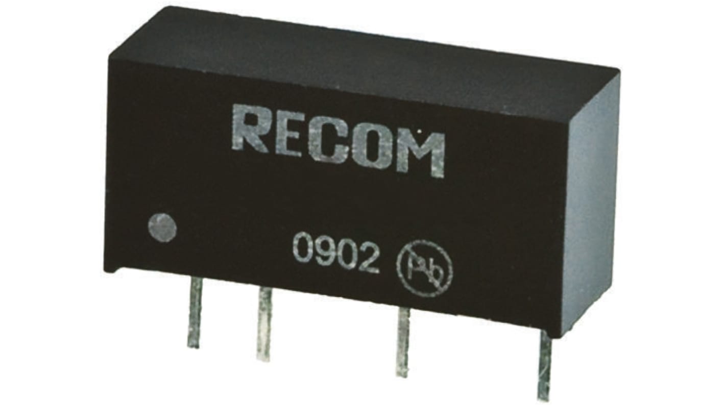 Recom RH DC-DC Converter, ±12V dc/ ±42mA Output, 4.5 → 5.5 V dc Input, 1W, Through Hole, +85°C Max Temp -40°C