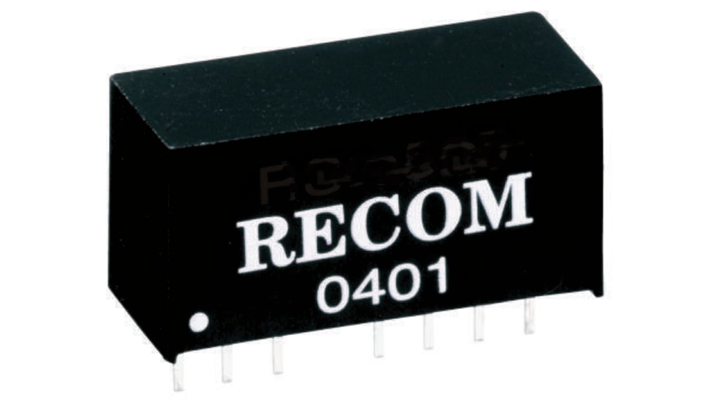 Recom R05P DC-DC Converter, ±5V dc/ ±200mA Output, 4.5 → 5.5 V dc Input, 2W, Through Hole, +85°C Max Temp -40°C