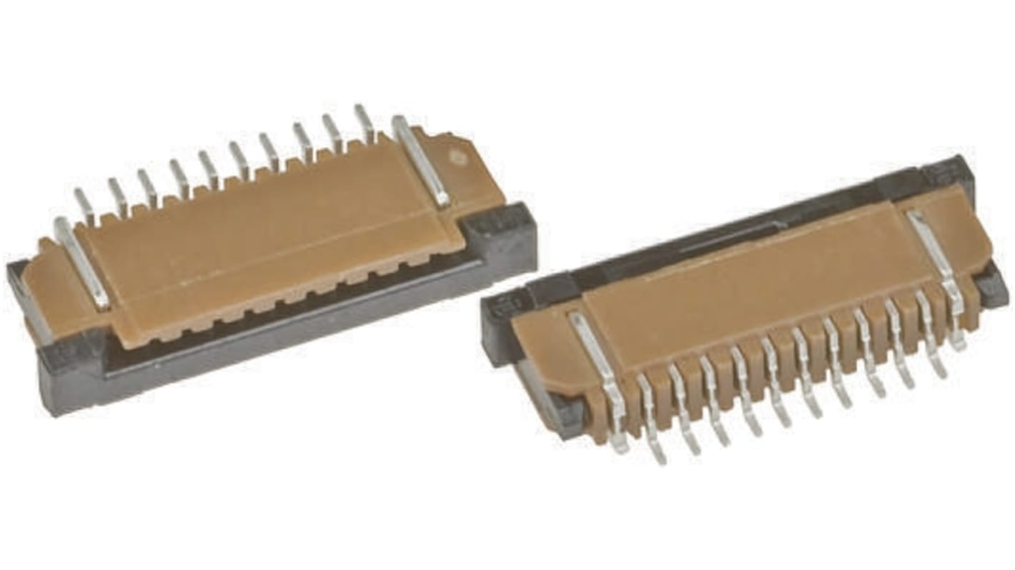 Amphenol Communications Solutions 1mm Pitch 30 Way Right Angle Female FPC Connector, ZIF Bottom Contact