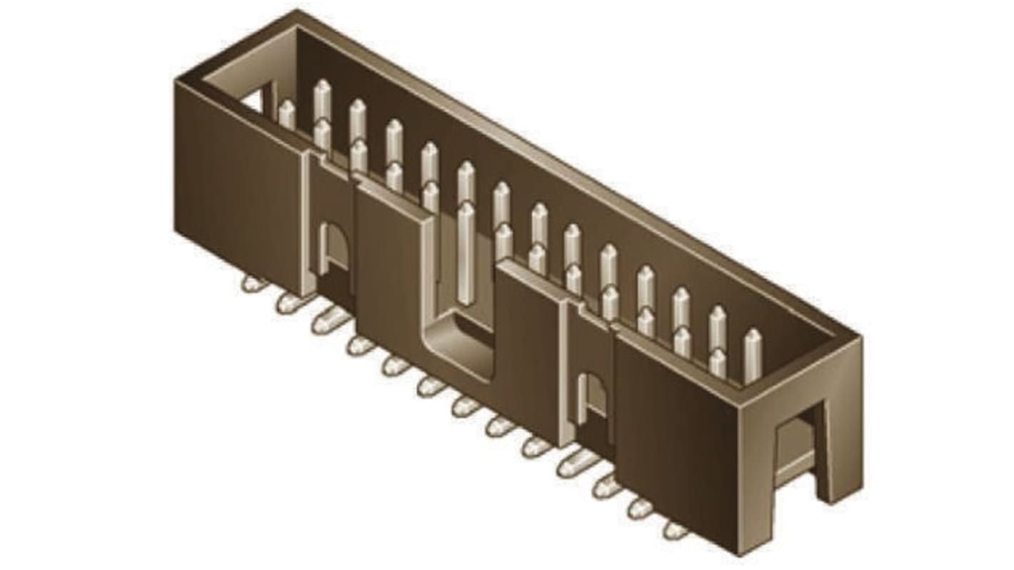 Amphenol ICC Quickie Series Straight Surface Mount PCB Header, 14 Contact(s), 2.54mm Pitch, 2 Row(s), Shrouded